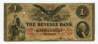 1861 $1 The Beverly Bank - Beverly,  Jersey Note Civil War Era