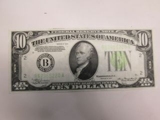 1934 Us $10 Federal Reserve Note - Light Green
