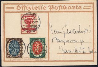 German Reich 1919 - 1920 Mi 107 - 109 National Assembly On Postcard