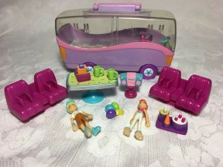 2003 Polly Pockets Party Bus Camper Van Mattel Magnetic Toy Mini Doll & Parts