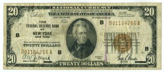Fr.  1870b 1929 $20 Federal Reserve Bank Note York Brown Seal