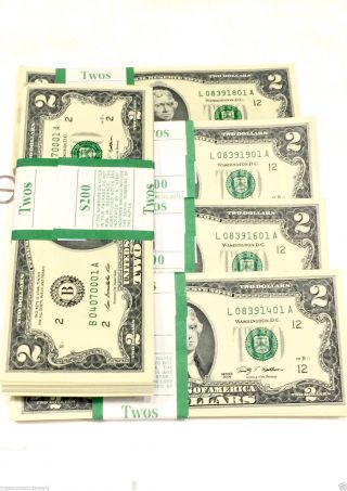 10 Of 2003 $2 Us Two Dollar Bill Note Uncirculated Sequential Numbers.