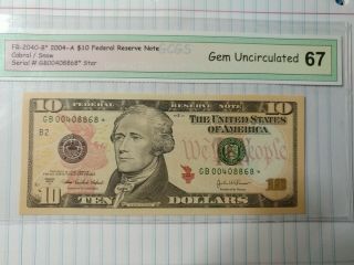 2004a $10 York B Star Note - Fr - 2040 - B Gem 67