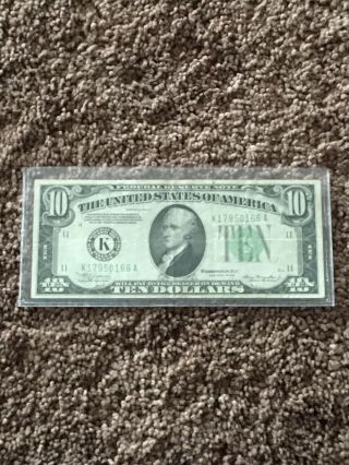 1934a Ten Dollar Bill Federal Reserve Note Dallas Usa