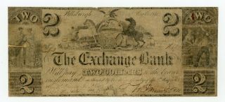 1841 $2 The Exchange Bank - Pittsburgh,  Pennsylvania (ctft. ) Note -
