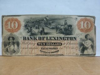 1859 The Bank Of Lexington North Carolina $10 Obsolete Bank Note