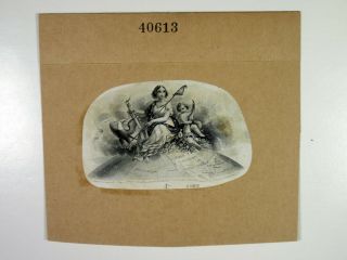 Abn Proof Vignette " Allegorical Woman And Cherub " 1854 Intaglio Cu Black Abn
