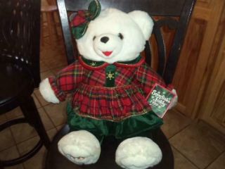 1999 Snowflake Christmas White Teddy Bear Girl Stuffed Plush Dan Dee