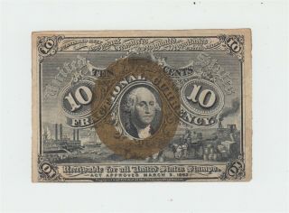 Fr.  1244 Fractional Currency 1863 Second Issue 10c Ten Cents Note Bill Us Usa