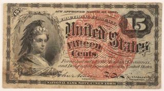 1863 United States Fractional Currency Bank Note 15 Fifteen Cents 1