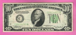 $10 1934 Ten Dollar Usa Federal Reserve Note Bill