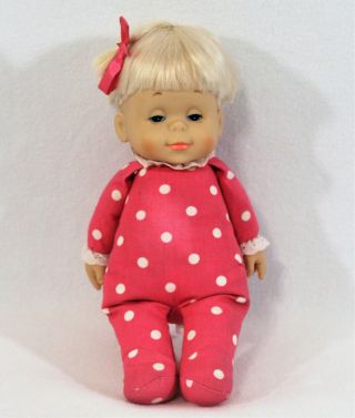 Mattel Drowsy Doll Pink Polka Dot Blonde Hair 14 " 1964 Talks
