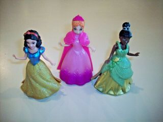 Polly Pocket Disney Princess Magiclip Dolls Anna,  Snow White & Tiana