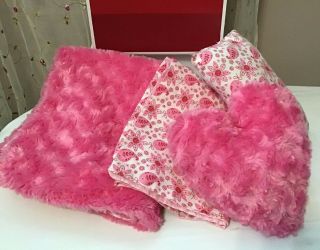 Doll Bedding For 18 Inch American Girl Blankets,  Pillows Set,  Pink,  Hand Crafted