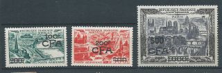France Reunion 1954 Aurs To 500f Overprints On France Hinged
