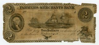 1862 $2 The Farmers And Merchants Bank - Washington,  D.  C.  Note