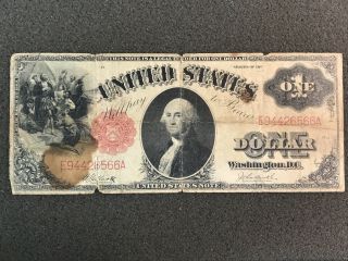 1917 $1 Large Size United States Note Legal Tender Red Seal Elliott - Burke