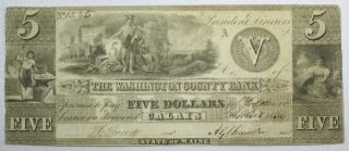 {do482c} $5 1836 Washington County Bank,  Calais,  Maine,  Vf