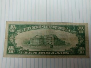 1929 $10 Brown Seal YORK Old US National Currency - 2