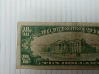 1929 $10 Brown Seal YORK Old US National Currency - 3