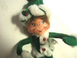 Annalee 14 " Elf Christmas Pixie 2008 Green Peppermint Twist W/ Extra Long Hat