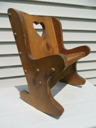 Wooden Doll / Toy / Bear Rocking Chair Seat Bench Display Country Heart Design