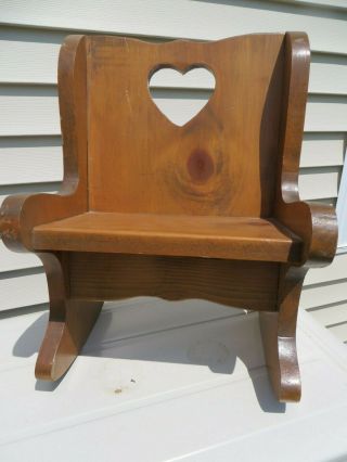 Wooden Doll / Toy / Bear Rocking Chair Seat Bench Display Country Heart Design 2