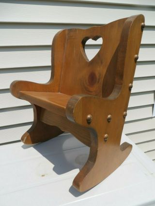 Wooden Doll / Toy / Bear Rocking Chair Seat Bench Display Country Heart Design 3