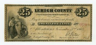 1862 25c Lehigh County Commissioner 