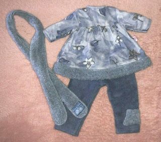 Gotz Outfit For 17 " Pampolina Doll - Blue Curduroy Winter Top W/pants & Scarf