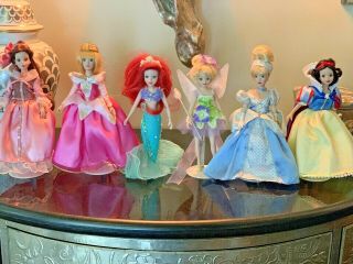 2004 Disney Princess Cinderella Ariel Belle Brass Key Keepsakes Porcelain Dolls