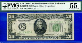 1934 - A $20 Frn ( (richmond))  Pmg About - Uncirculated 55 E47704085a.