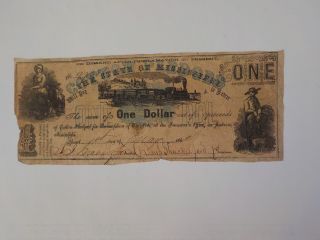 Civil War Confederate 1862 1 Dollar Bill Cotton Pledge Jackson Mississippi Csa N
