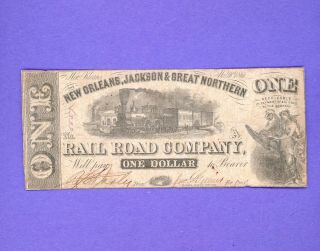 1861 $1 Orleans,  Jackson & Great Northern Rail Road Currency Civil War Note
