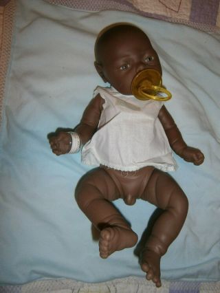 Vintage Jesmar Baby Boy Doll Anatomically Correct Realistic African American 2
