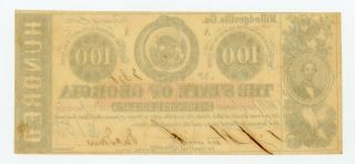 1863 Cr.  6B $100 The State of GEORGIA Note - CIVIL WAR Era XF/AU 2