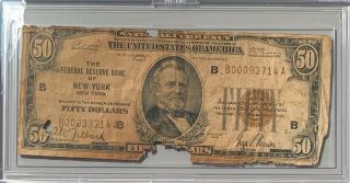 1929 $50 Federal Reserve Bank Of York,  Ny National Currency No Minimum