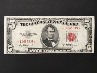 Us 1953 A $5 Dollar Star Note.