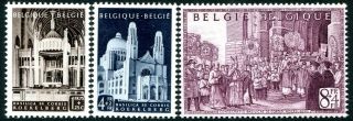 Belgium - 1952 Cardinalate Fund Set Of 3 Values Sg 1389 - 91 Unmounted V30180