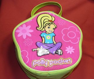 Polly Pocket Zippered Carry Case Storage Bag Organizer Green Canvas Vinyl,  Xmas G