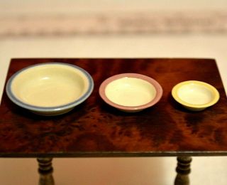 Miniature Mixing Bowls Dollhouse 1:12 Porcelain Artist Vernon