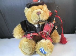 6 " Scottish Piper Teddy Bear Plush Keel Toys Bagpipe Player Red Plaid Kilt Aa136