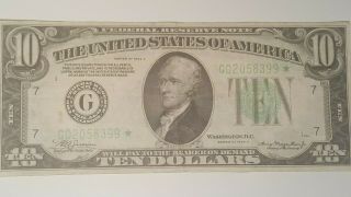 1934 - A $10 Federal Reserve Star Note Large Star Ten Dollars