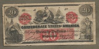 1861 $20 Confederate States Of America Contemporary Counterfeit Bank Note