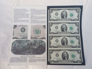 Uncut Sheet Four $2 “Star” Federal Reserve Notes Series 1976 Chicago 2
