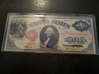 1917 Series $1 One Dollar Red Seal Large Size Currency Note Bill F