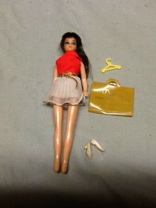 Rare Dawn Brunette Doll 1970s With Straight Plastic Legs