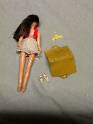 Rare Dawn Brunette Doll 1970s with straight plastic legs 2