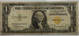 1935a Us Silver Certificate $1 One Dollar Bill North Africa Yellow Seal