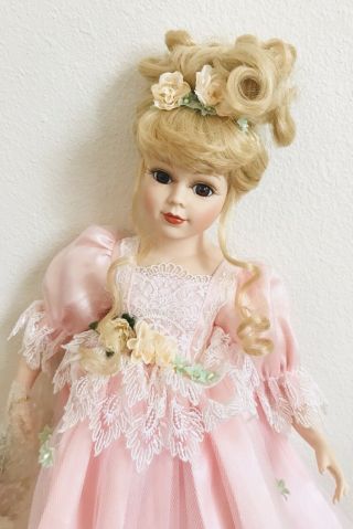 Vtg 19” Porcelain Ballerina Doll Blonde/brown Eyes